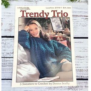 Vintage 1995 Trendy Trio Crochet 3 Chunky Sweater Design Pattern Book